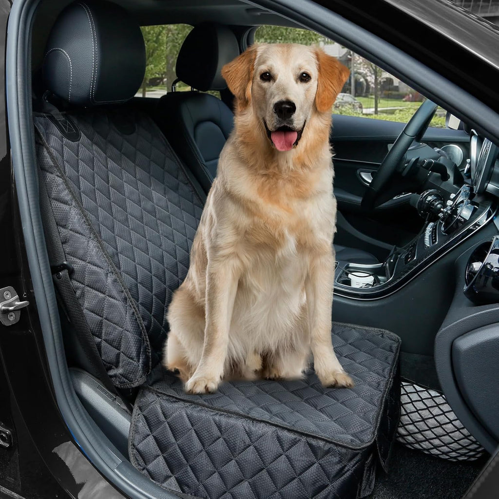 peticon waterproof front seat car cover 2 pack, close-up detail