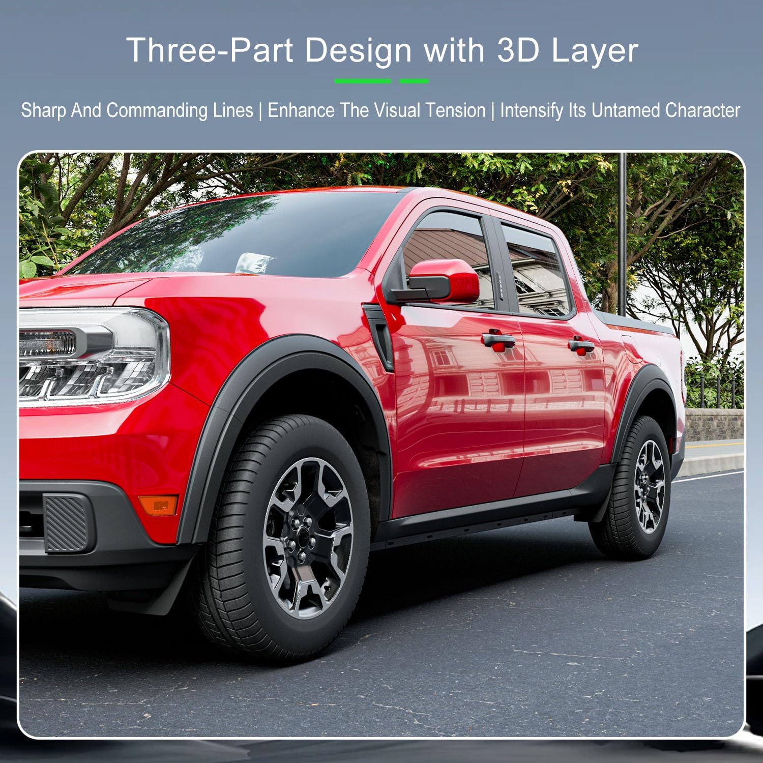 xipoqix Three-section Fender Flares Compatible with 2022-2025 Ford Maverick 12PCS Wheel Brow PP Wheel Trim Strips Replacement for 2022-2025 Ford Maverick Accessories