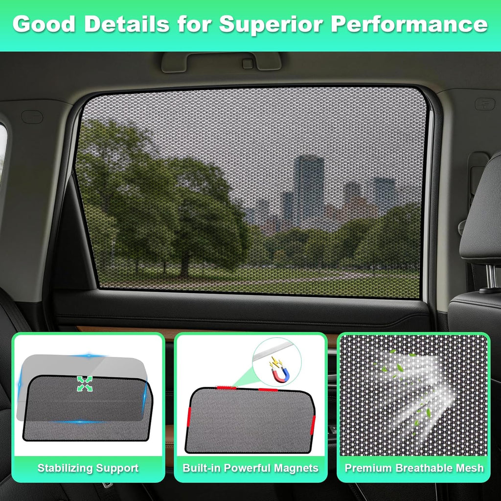 CRV Window Shades 2023-2025, Rear Side 2PCS Mesh Set | Custom Fit, Superior Sun Protection, Secure Magnetic Installation, Breathable Mesh, Ideal for Families, Kids & Road Trips