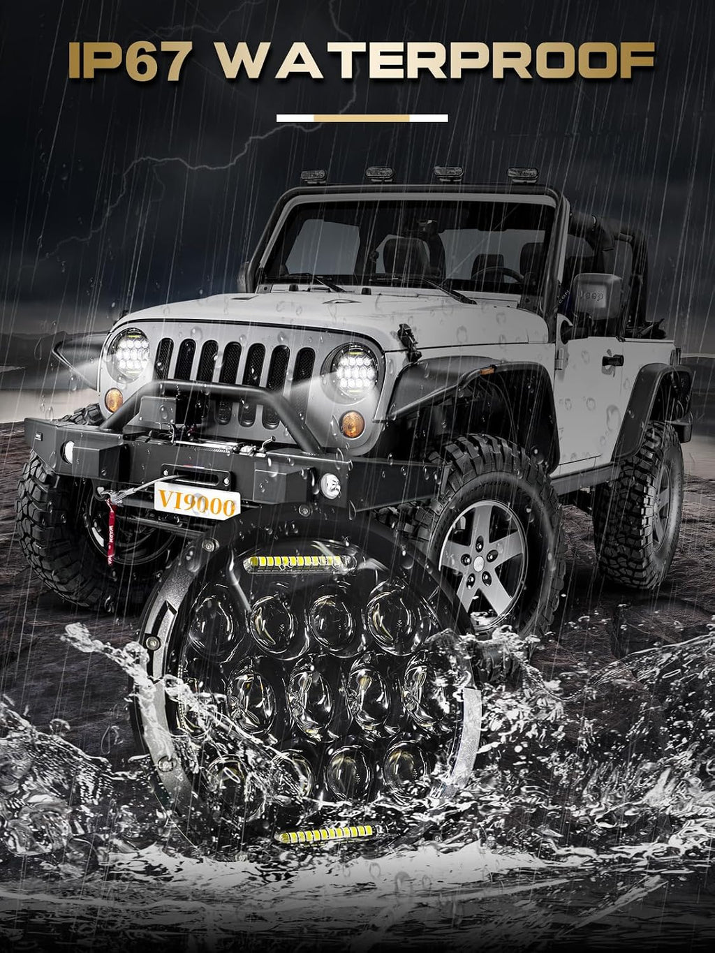 7 Inch Led Headlight Round H6024 Led Headlight DOT Approved Hi/Lo Beam DRL Black Headlights Compatible With Jeep Wrangler JK JKU TJ LJ CJ Compatible With Chevy,Ford and Mazda Miata etc