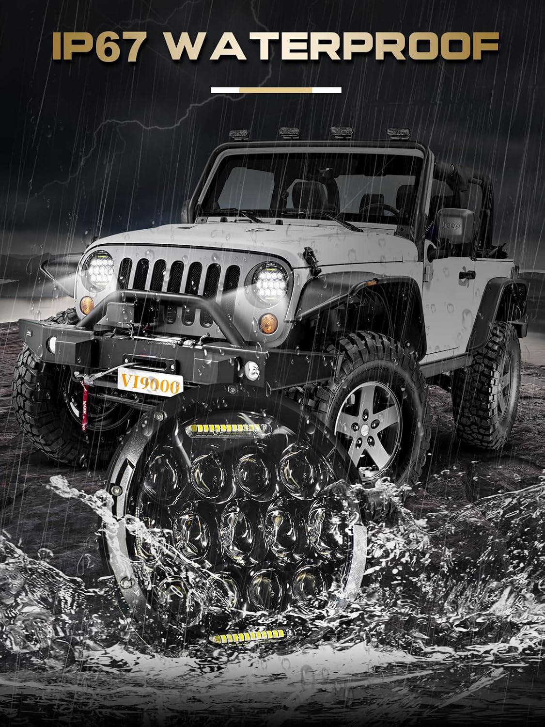 7 Inch Led Headlight Round H6024 Led Headlight DOT Approved Hi/Lo Beam DRL Black Headlights Compatible With Jeep Wrangler JK JKU TJ LJ CJ Compatible With Chevy,Ford and Mazda Miata etc