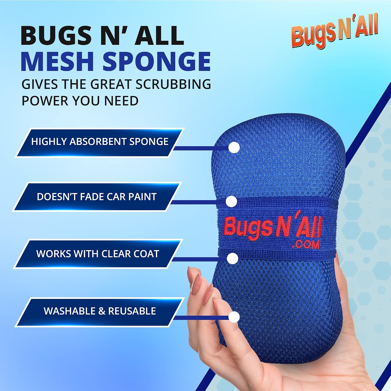 Bugs N' All Multi Surface Cleaner Spray Concentrate 32 oz. w/Empty Cleaning Spray Bottle 32 oz. & Bug Sponge for Car Washing - Mutli-Vehicle Cleaning - Bug & Tar Remover for all Vehicles