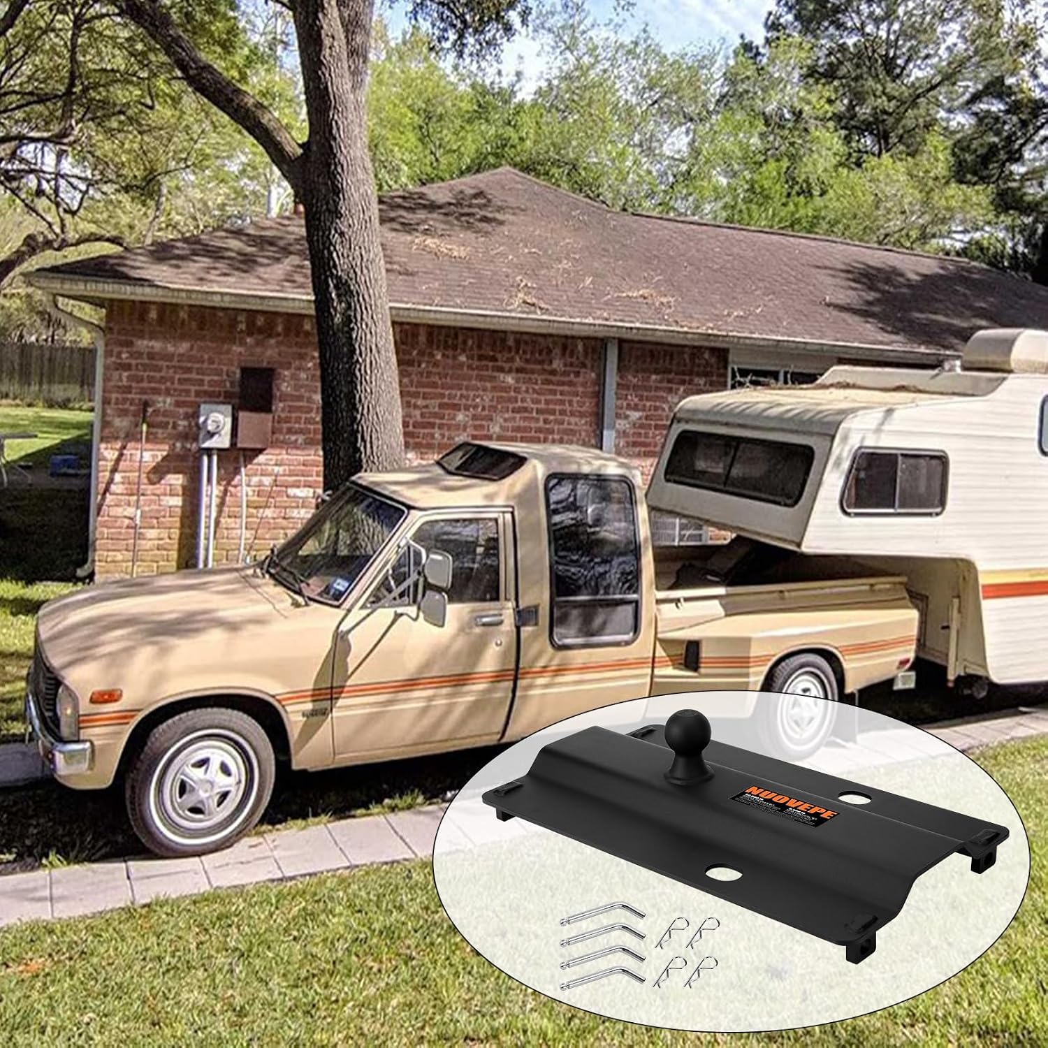 5th Wheel to Gooseneck Adapter Fits Industry-Standard 5th Wheel Rails, Gooseneck Hitch Plate with 2-5/16 Inch Ball, for Towing Heavy Trailers