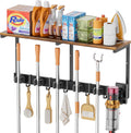 broom holder wall mount with cleaning supplies organizer, main product view