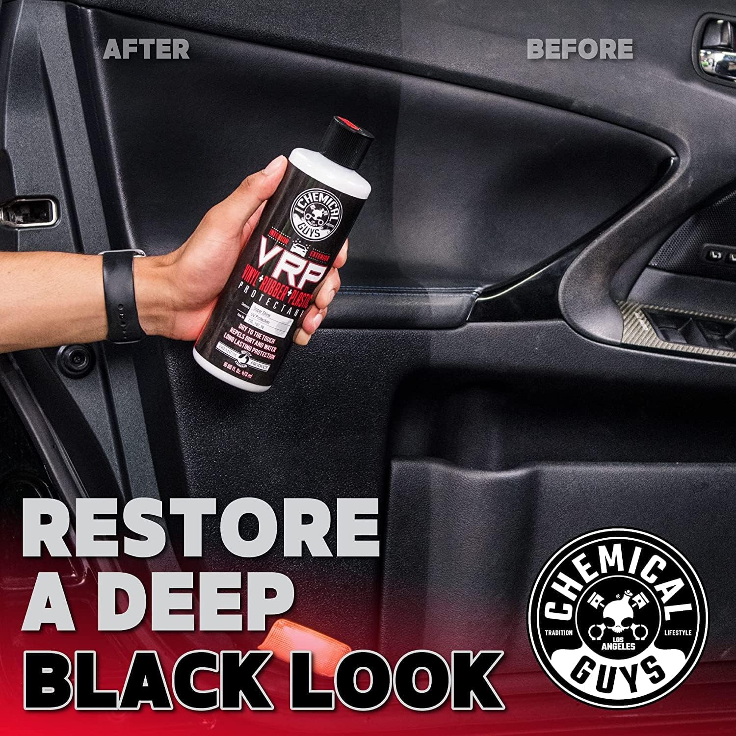 Chemical Guys VRP Protectant & WonderWave Applicators Kit - 16 oz Vinyl, Rubber, and Plastic Dressing with Foam Applicators - Restores Your Car's Interior & Exterior Surfaces