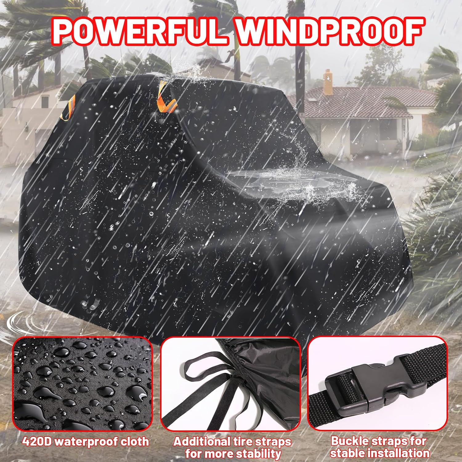 StarknightMT UTV Cover 2-3 Seater,Large Waterproof 210D Cover Compatible with Kawasaki Mule 4000 4010/Defender/Ranger XP 1000/Wolverine RMAX2/Pioneer/Uforce with Reflective Strips