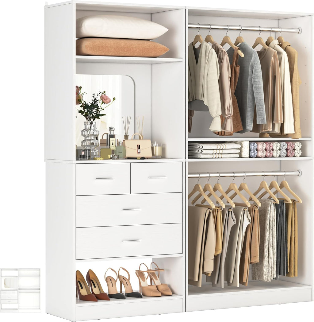 unikito 61" closet system, heavy duty wood closet, main product view
