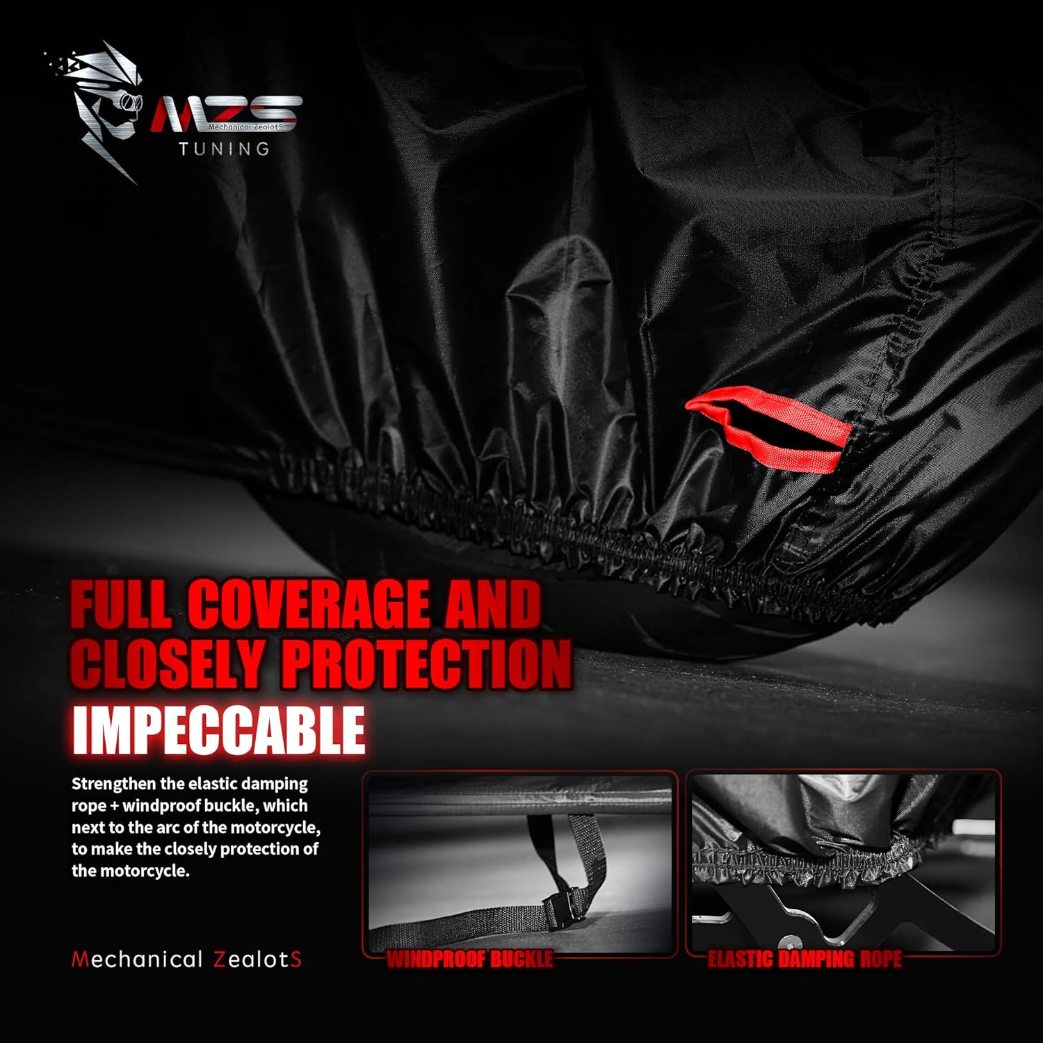 MZS Motorcycle Cover Waterproof Outdoor, 420D All Season Weather Protection Covers Storage Compatible With Rebel Shadow Magna Vulcan Eliminator Scout Chief Bolt V Star VTX1300 Bonneville Boulevard