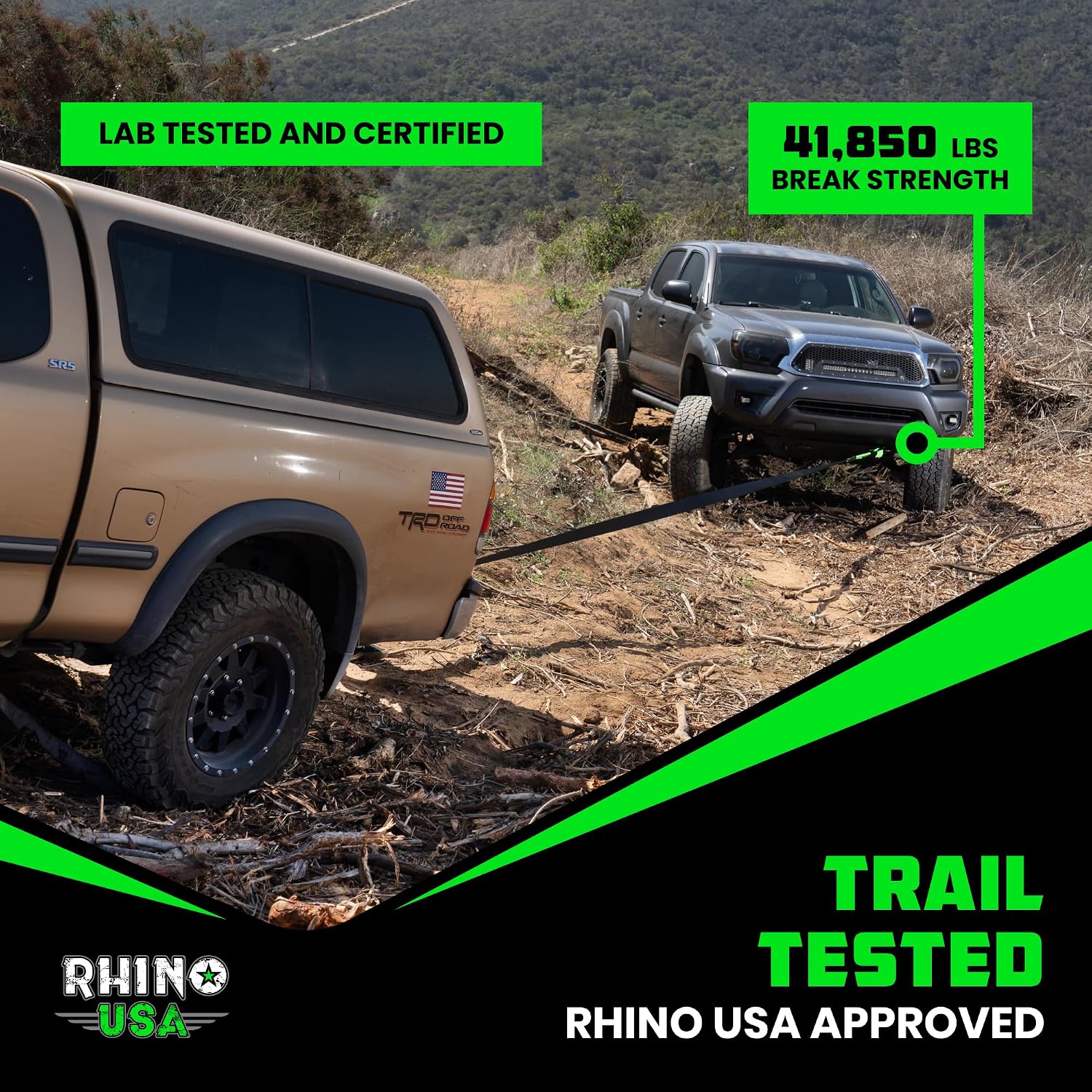 Rhino USA Shackle Hitch Receiver (Fits 2" Receivers) Best Towing Accessories for Trucks, Jeep, Toyota & More - Connect Your Rhino Tow Strap for Vehicle Recovery, Mounts to 2" Receiver Hitches