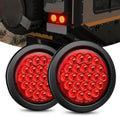 Nilight 4Inch Round Trailer Tail Light 2PCS 24LED Red Stop Brake Turn Marker Lights w/Flush Mount Grommets Plugs IP67 Waterproof for 12V Truck Bus RV Camper ATV UTV
