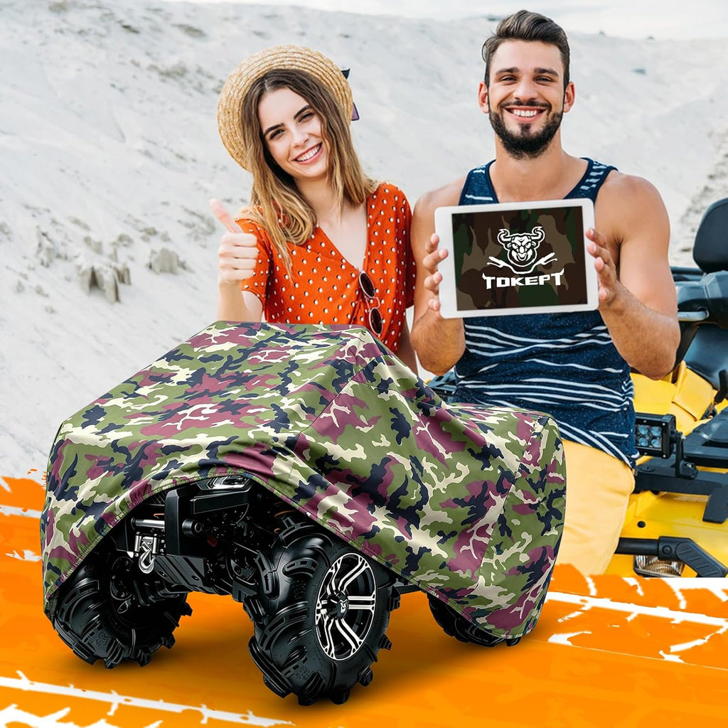 ATV Cover Waterproof Heavy Duty 4 Wheeler Cover Quad Cover All Season Weather Proof Outdoor UV Protection for Polaris Yamaha Suzuki Honda (Camouflage Middle)