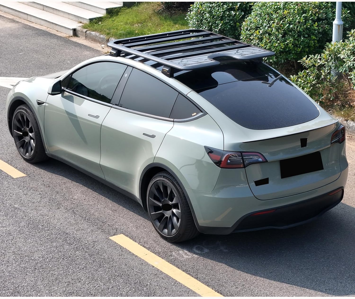 Roof Rack Platform Cargo System Fits for Tesla Model Y 2021-2024 Rooftop Cargo System Luggage Carrier Adjustable Crossbar