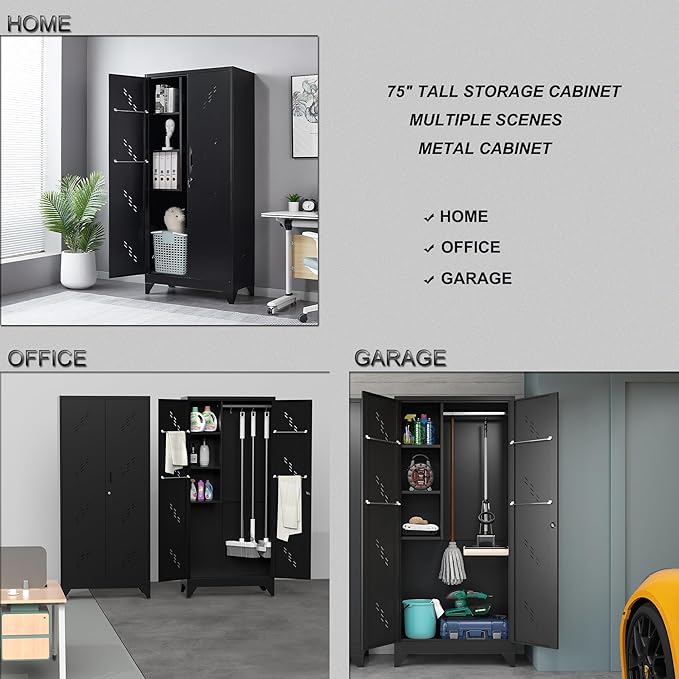 75" Taller Metal Garage Storage Cabinet, Tool Chest, Large Office Storage - Image 8