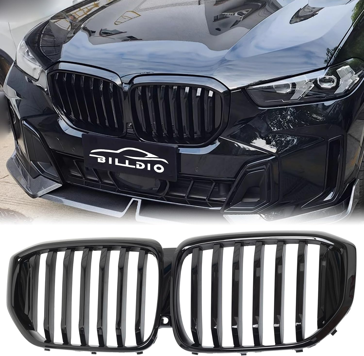 G05 Grill - Black Kidney Grille Compatible With 2024-IN BMW X5 G05 ABS Single Slat Gloss Black Grille