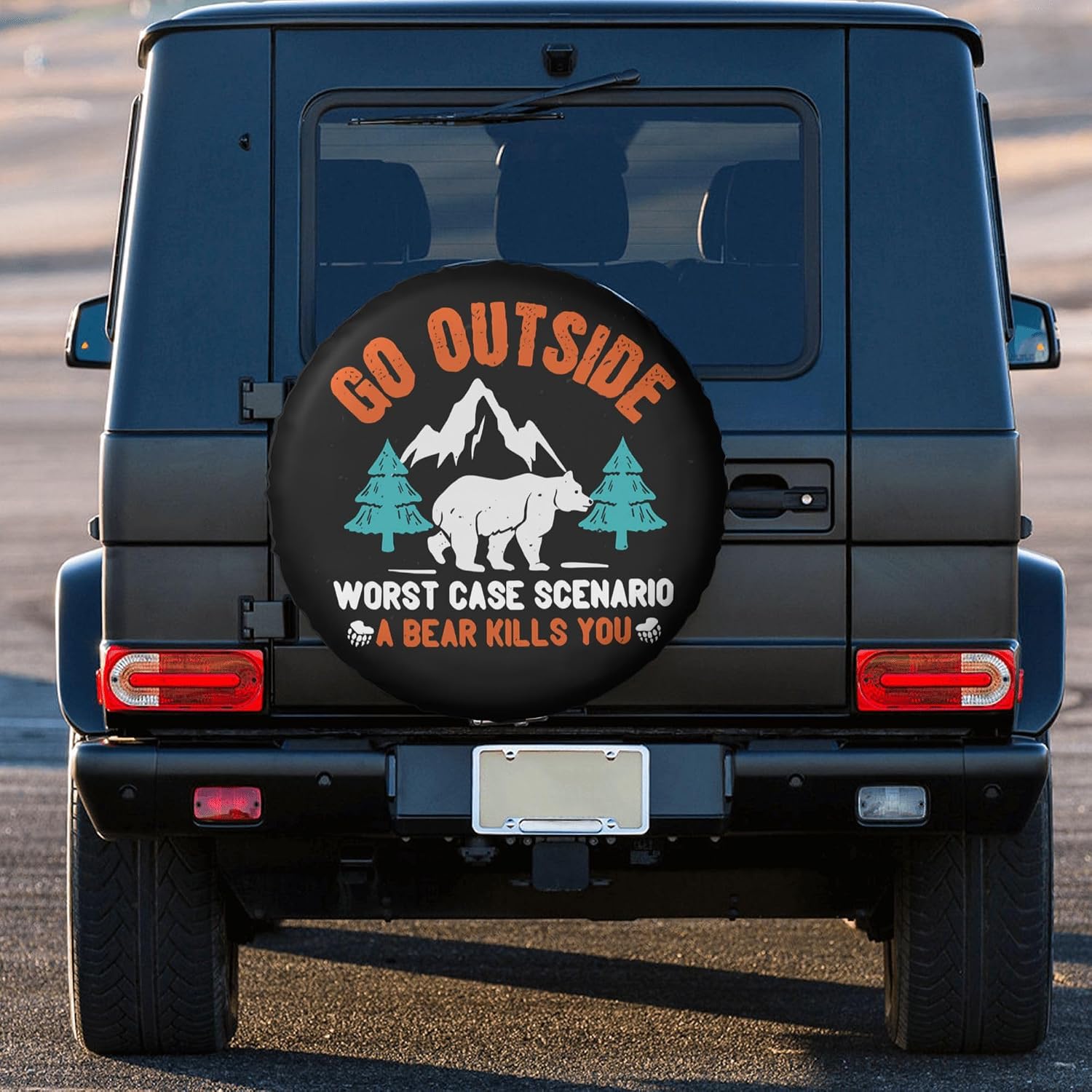 Go Outside Worst Case Scenario a Bear Kills You Rv Spare Tire Cover, Spare Tire Cover for RV Trailer, Camper Wheel Protectors Trailer Rv SUV Truck Travel Trailers 15 inch