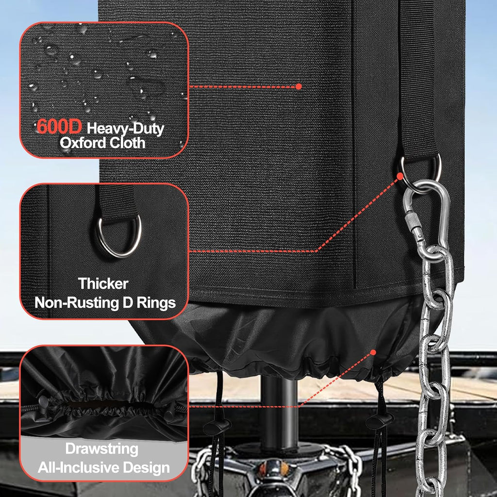 RV Electric Tongue Jack Cover with D Rings - 600D Oxford Fabric Universal Trailer Electric Tongue Jack Protective - Heavy-Duty Waterproof Hitch Cover for Outside RV Parts Camper Accessories