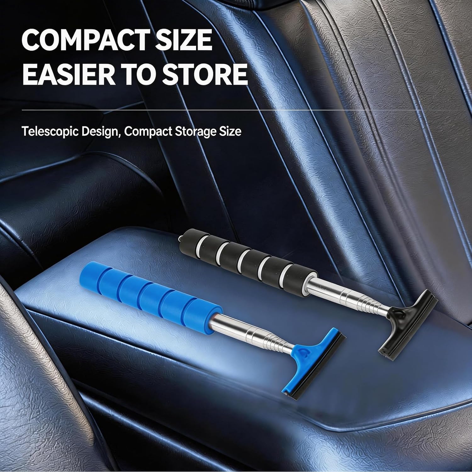 4 Pack All-Purpose Car Rearview Side Mirror Squeegee with Retractable Handle for Car Windshield, Tile Walls, Bathroom, Window, Glass, Mini Portable Car Cleaning Tool for Rainy Foggy Weather
