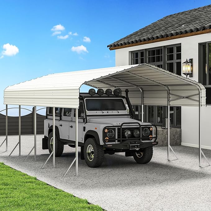 12x20' Heavy Duty Metal Carport – Sturdy Structure, All-Weather Protection by dgedby