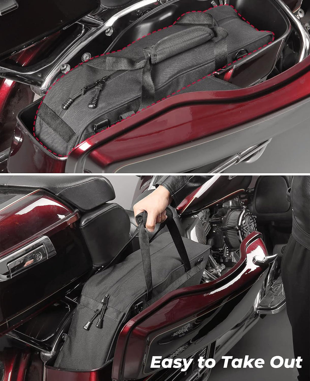 KEMIMOTO Saddlebag Liners 1 Pair Motorcycle Saddle Liner Bag 32L Hard Saddle Insert Travel Storage Bag Compatible with Touring Street Glide Road Glide Road King 1993-2023 1700 Royal Star