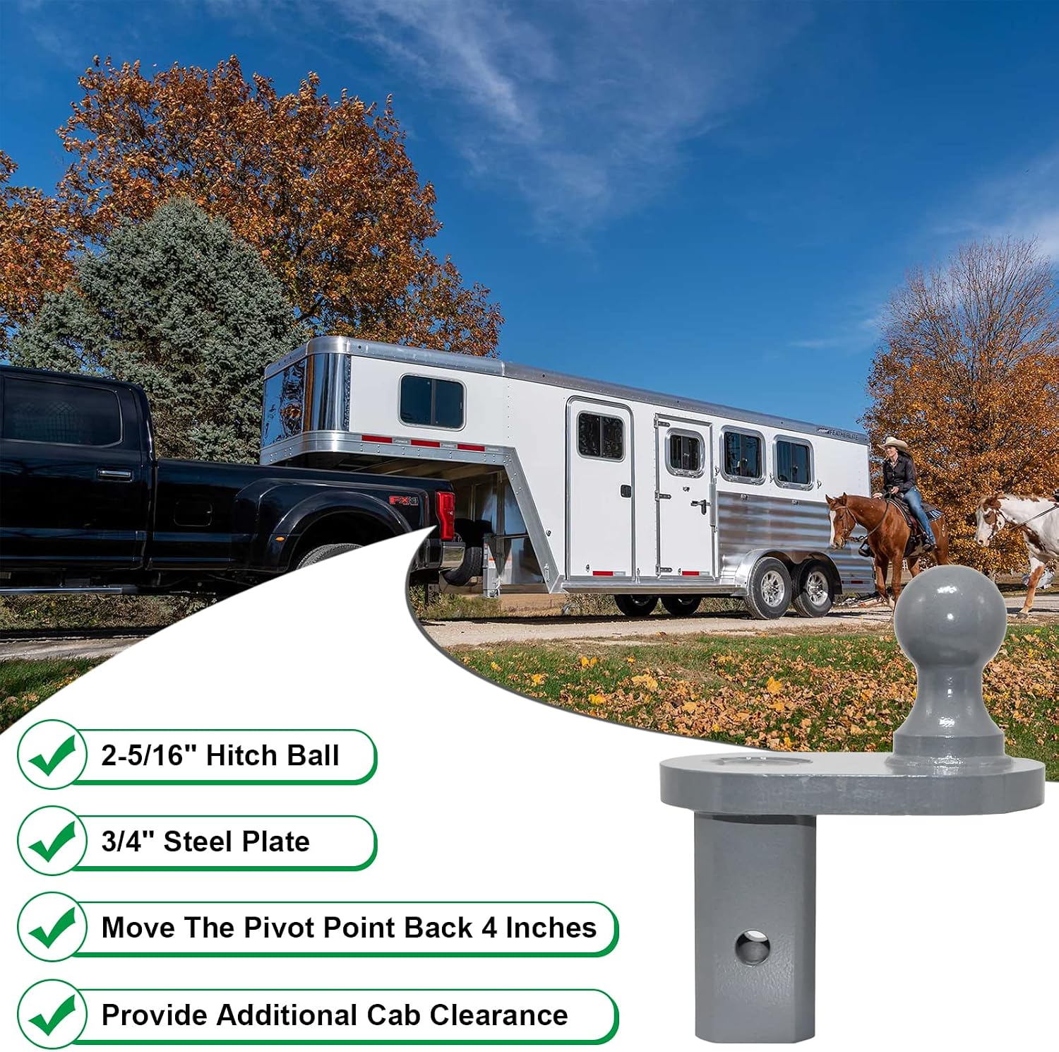 GNXA4085 Gooseneck Ball Extender, Heavy Trailer Hitch for B&W Trailer Hitches Turnoverball Gooseneck Hitch Extender, 4 Inches Offset, 20000 lbs GTW/ 5000 lbs VTW, 2-5/16 Inch Diameter Ball