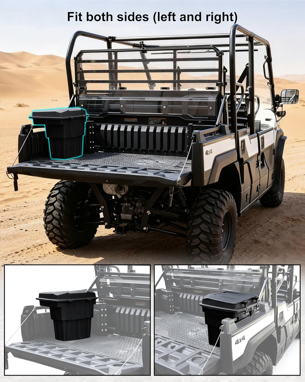 SAUTVS Rear Cargo Box for Kawasaki Mule PRO-FXT, 20L PP Storage Bin, Removable Waterproof Tool Box Organizer for Kawasaki Mule Pro FXT DXT DX FX 2015-2026 Accessories