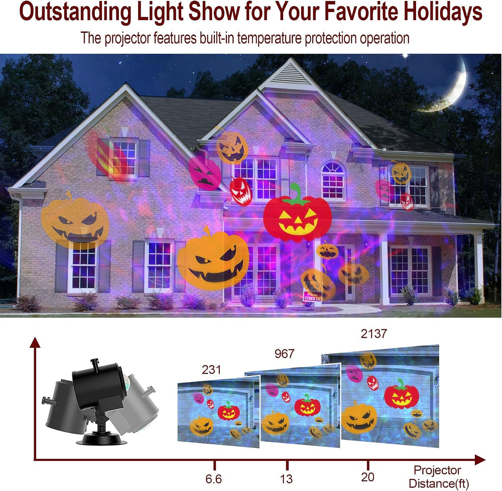 2026 Upgraded Halloween Projector, 8 Patterns (Ocean Wave & Patterns),8 T...
