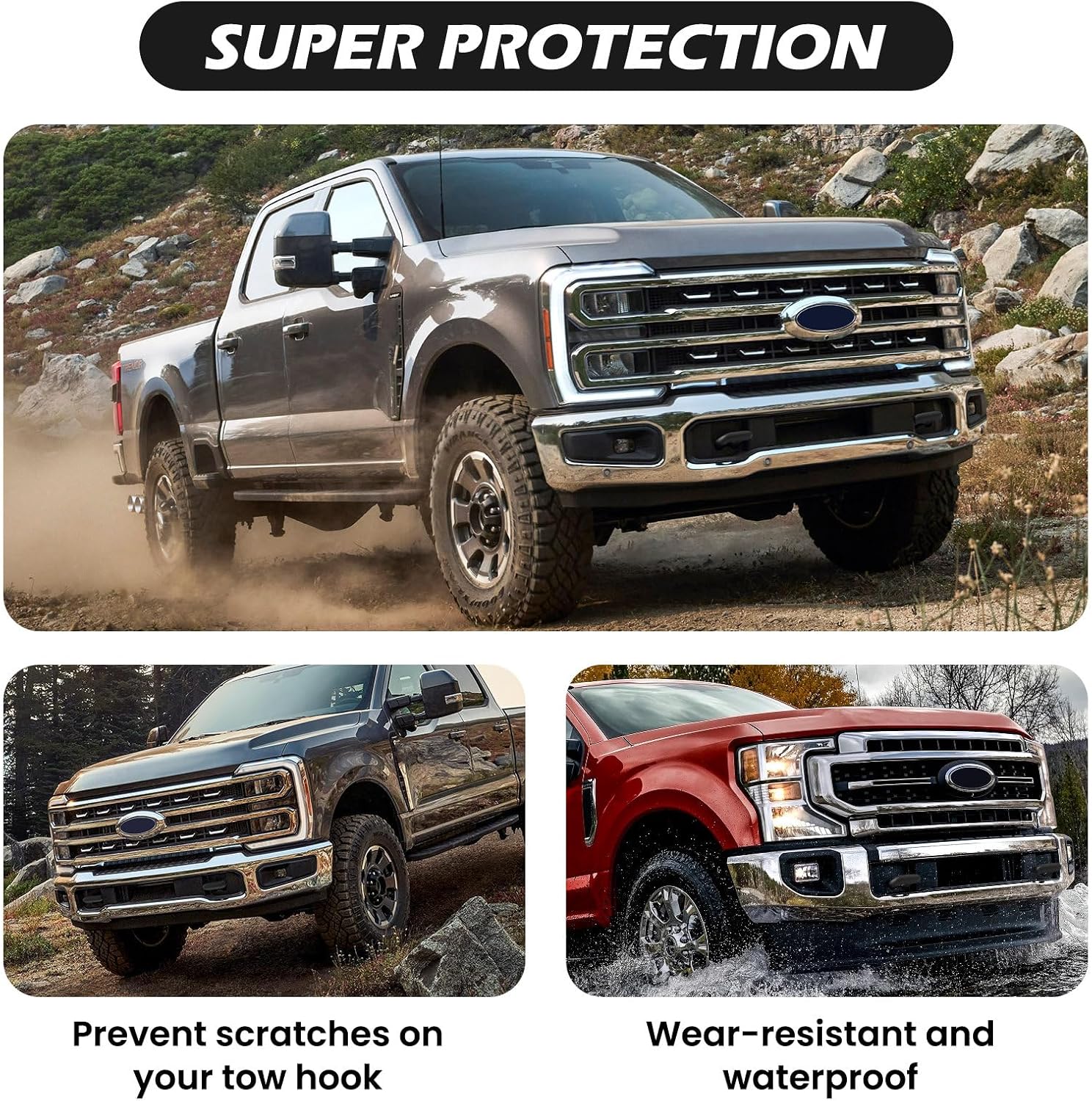 Tow Hooks Covers for Ford Super Duty F250 F350 F450 2017-2025 Compatible with Ford Super Duty F250 F350 F450 Accessories 2017-2026 (Black)
