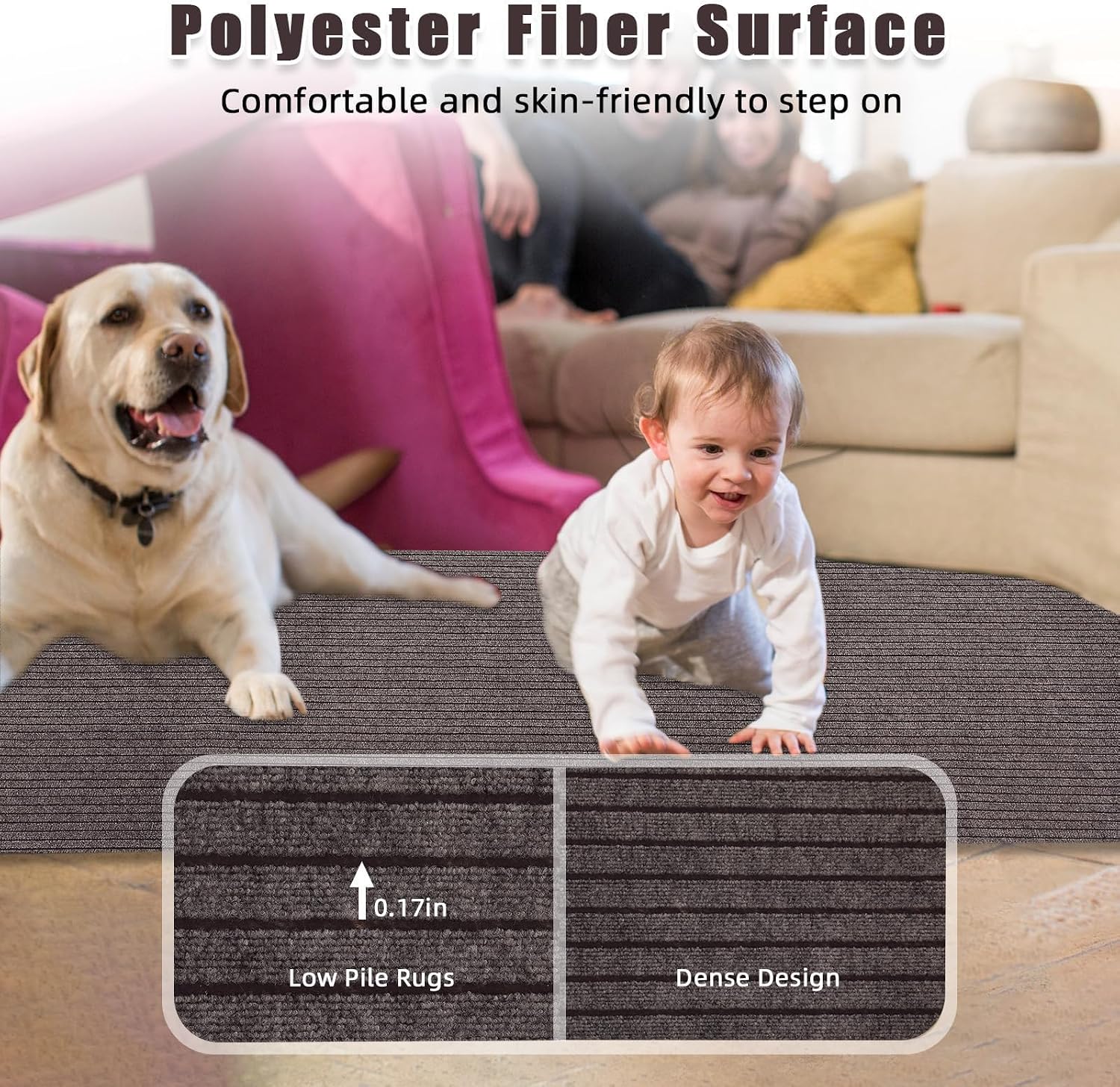 Marine Carpet Rolls,6 X 23 FT Indoor Outdoor Carpeting, 0.18" Thick Boat Carpet with Water-Proof TPE Backing，Non-Slide，Not Easily Scratched, Marine Rug Roll for Deck, Patio, Porch & Marine Use