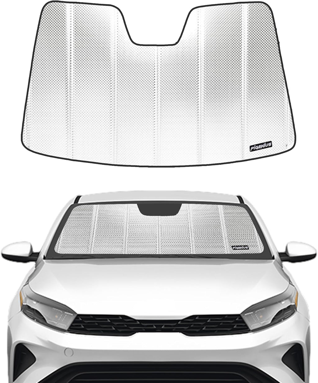 Pigenius Windshield Sun Shade for 2019-2024 Kia Forte. Front Window Sunshade with Storage Bag