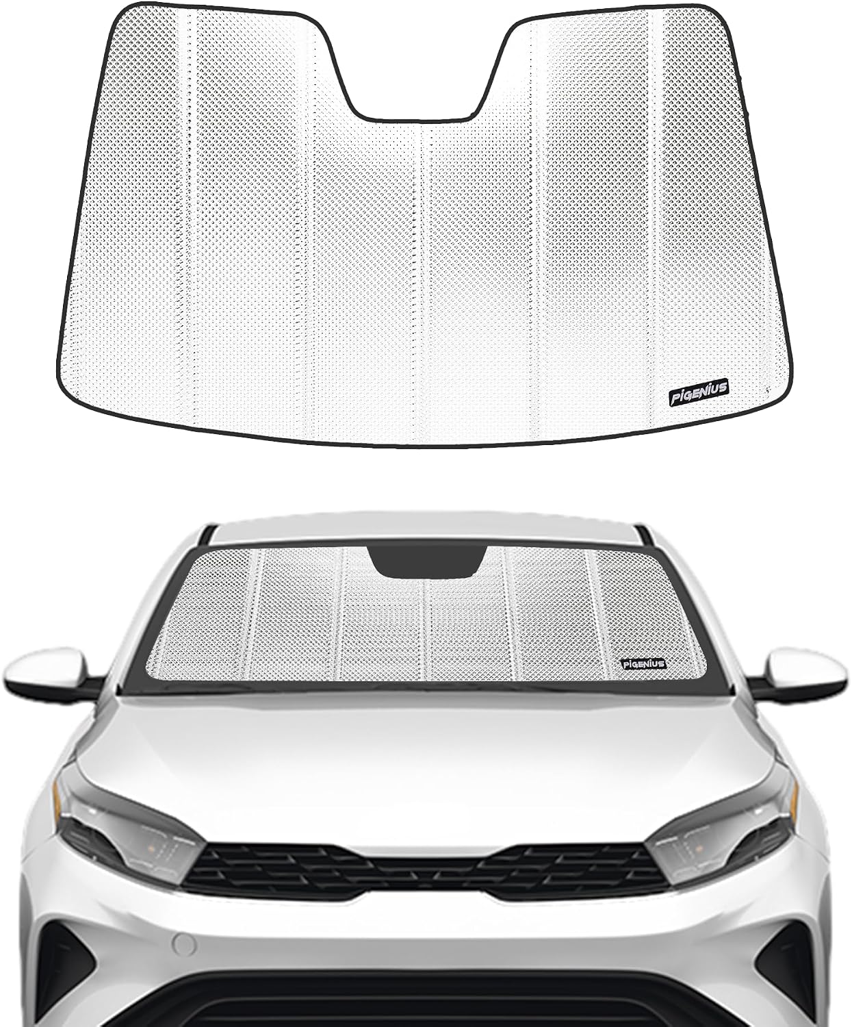 Pigenius Windshield Sun Shade for 2019-2024 Kia Forte. Front Window Sunshade with Storage Bag