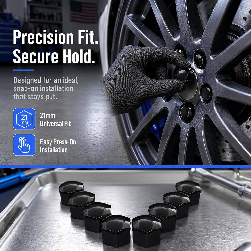 20PCS 19mm Hexagonal Lug Nut Covers, Rust-proof Wheel Bolt Protector Caps with Removal Tool Clips, Universal External Rim Nut Protection Fit for Most Car Truck SUV(Black)
