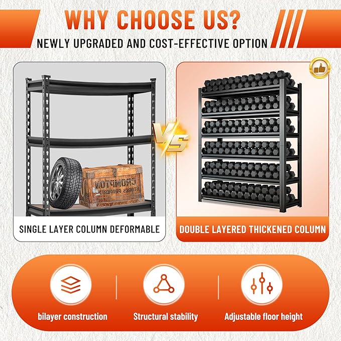 Heavy Duty 5-Tier Shelving Unit 3000LBS Capacity - Image 5