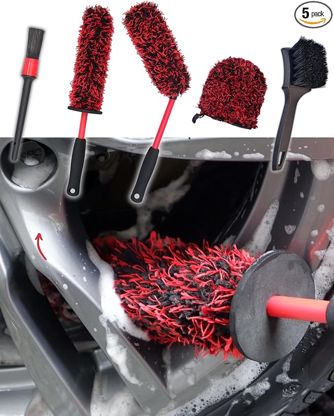 Metal Free Microfiber Wheel Brush Kit- Microfiber Angled Wheel Brush, Long by OeSee