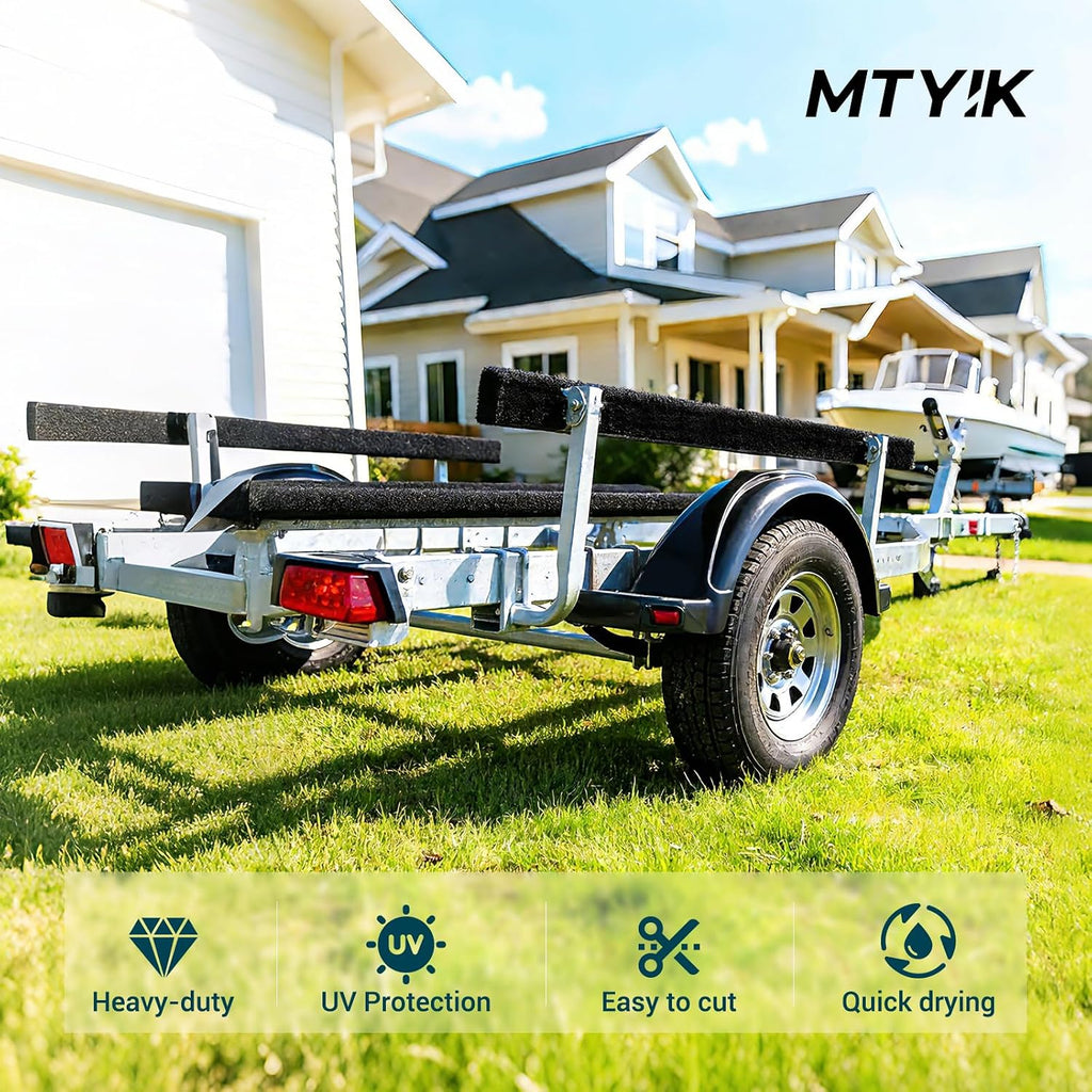 Boat Trailer Bunk Carpet 12in x 13ft, 26ft, 104ft Roll, 8mm Thick Marine Grade Black Carpet for Bunk Boards & Runners, Waterproof Commercial Cover for Boat Lift & Jet Ski, with Glue Spreader, Black