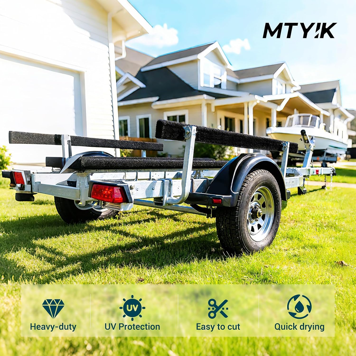 Boat Trailer Bunk Carpet 12in x 13ft, 26ft, 104ft Roll, 8mm Thick Marine Grade Black Carpet for Bunk Boards & Runners, Waterproof Commercial Cover for Boat Lift & Jet Ski, with Glue Spreader, Black