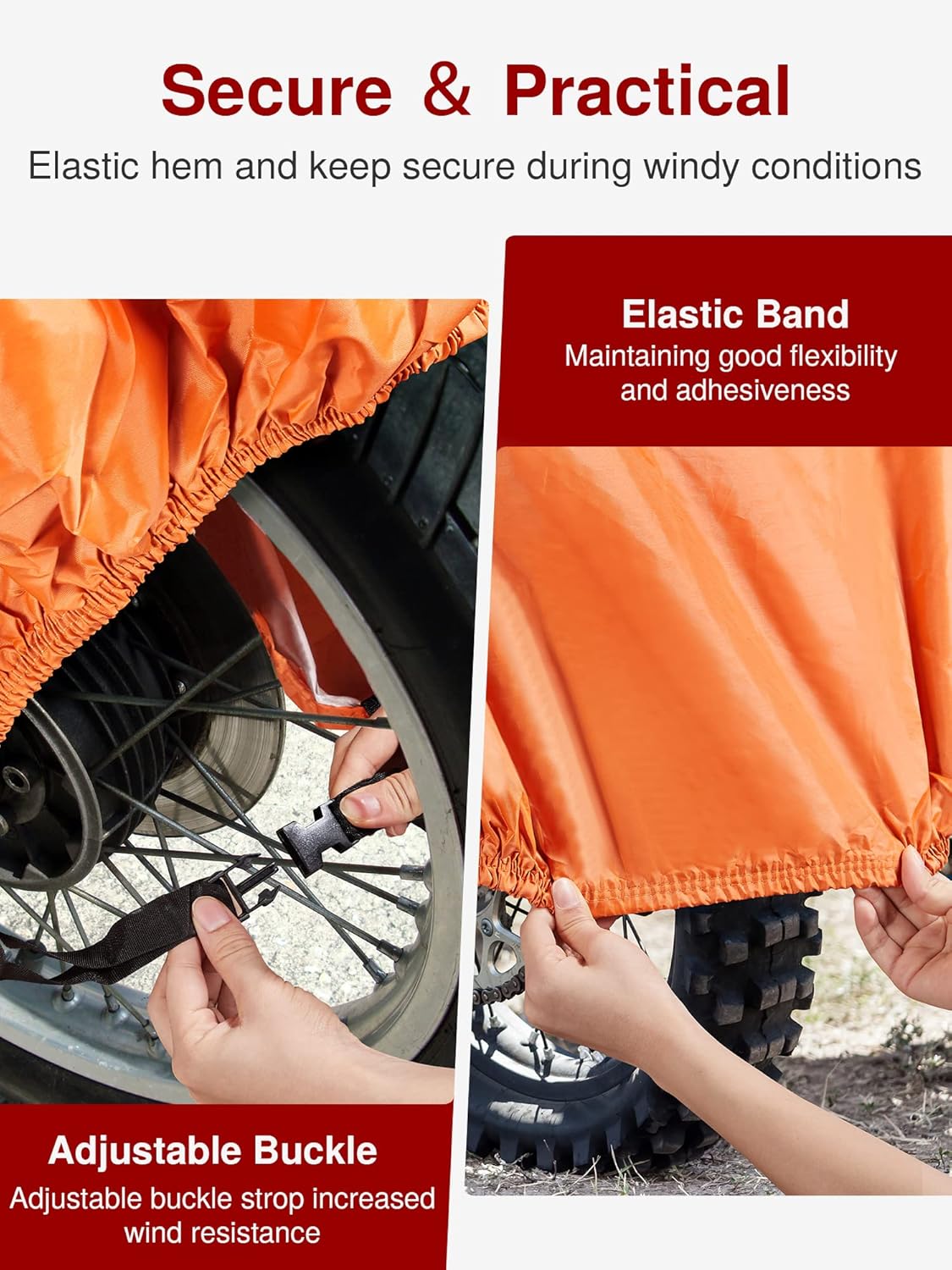 Puroma Motorcycle Cover Heavy Duty Scooter Cover Waterproof Outdoor All Season Universal Weather Quality Protection with Night Reflective, Lock Hole and Storage Bag Fits up to 86.6" Motorcycle Vehicle