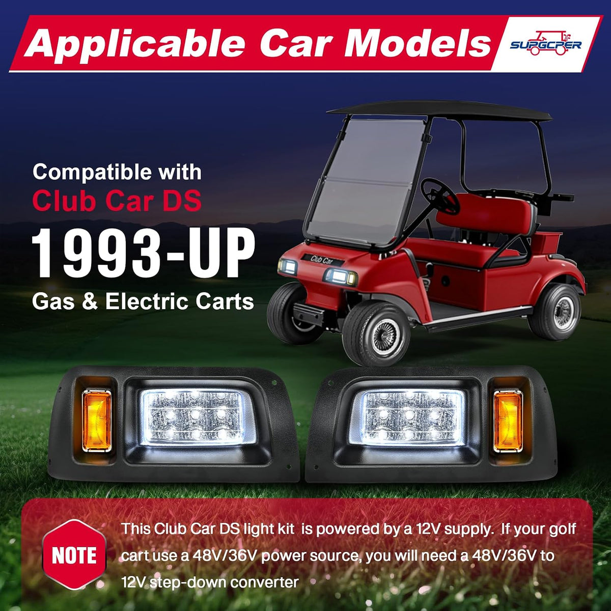 golf cart led light kit for club car, side view