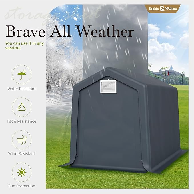 Sophia & William Outdoor Storage Shed Carport 6x10 ft Heavy Duty, Portable - Image 5