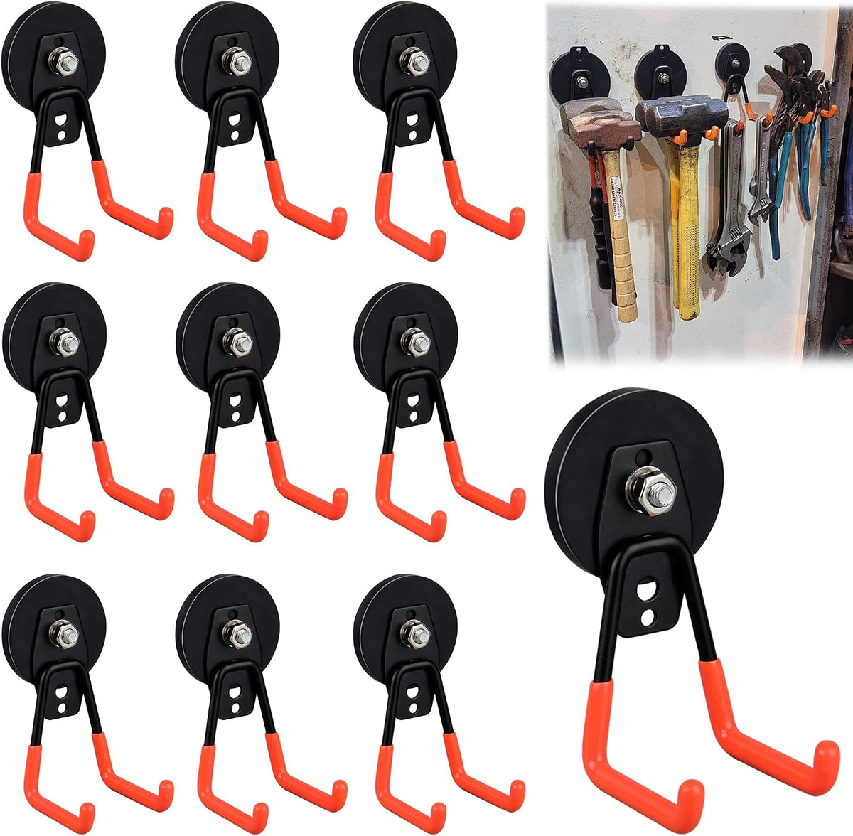 ULIBERMAGNET Heavy Duty Magnetic Garage Hook, 10 Pack Strong Large Magnet Hooks