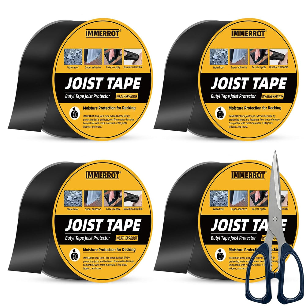4 Pack Joist Tape for Decking 1-5/8" x 50' Weather-Resistant Butyl J...