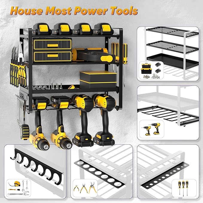 Power Tool Organizer Wall Mount, Heavy Duty Drill Holder, Garage Tool Organizer - Image 3