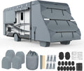 Class C RV Cover, 23'-26' Camper Cover, Upgraded 8-Layer UV Protected RV Cover, Wind and Water Resistant with Extra Harness, Tire Cover and Gutter Cover