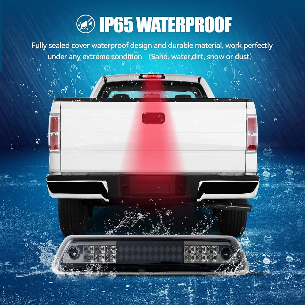 Third 3rd Brake Light for 2009-2014 F150 F-150/2010-2014 LINCOLN MARK LT, Sequential LED High Mount Stop Cargo Light, Rear Center Cab Tail Lights Lamp，Smoke