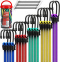 24-Piece Premium Bungee Cords Heavy Duty Outdoor, Bungee Cords with Hooks in a Storage Jar Includes 10", 18", 24", 30", 36", 48" Bungie Cord Bundle Assortment for Camping, Tent, Fastening Items