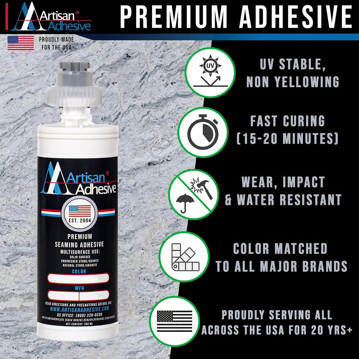 (color: pure black) - specially formulated seam adhesive, close-up detail