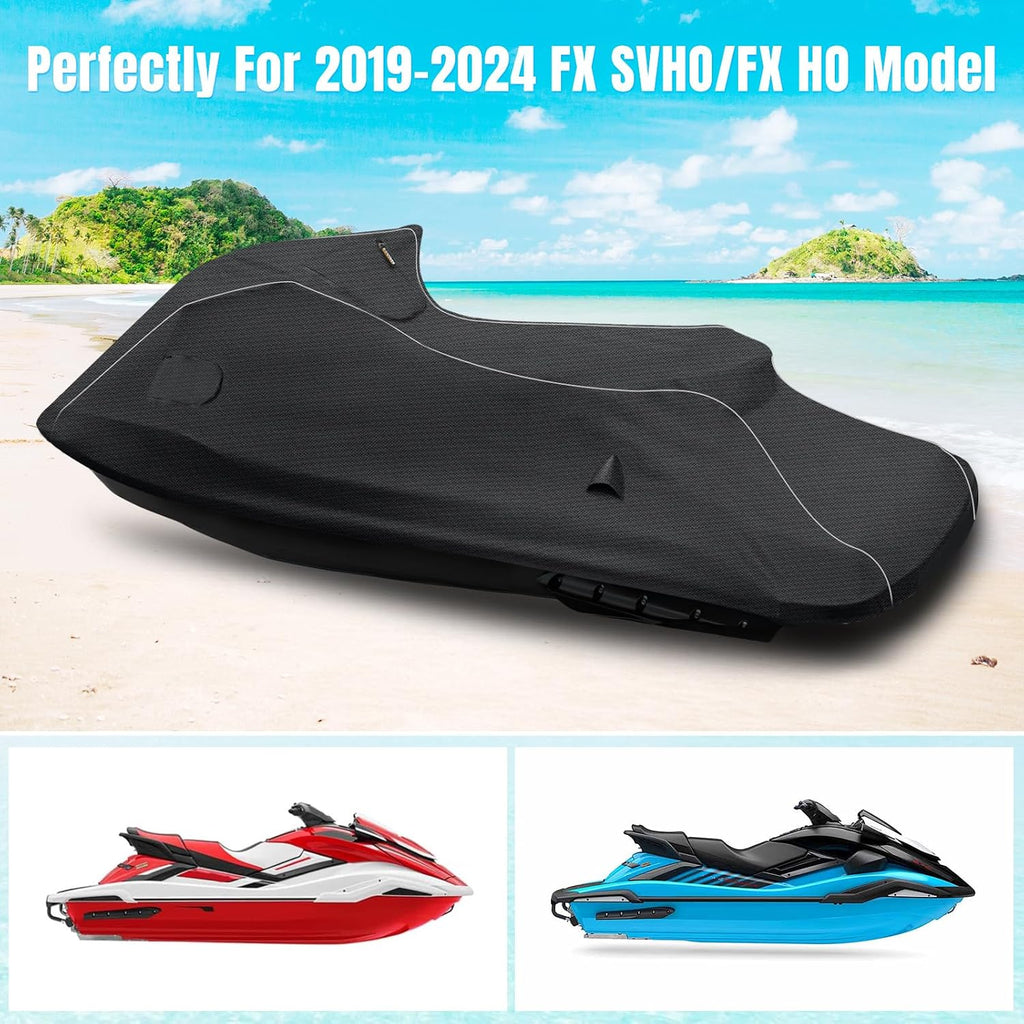Waterproof Jet Ski Cover for Yamaha 2019-2025 FX SVHO/FX HO OEM Model | 600D Oxford UV-Proof Jetski Waverunner Covers, Trailerable Jetski Cover with Air Vents, Reflective Strips