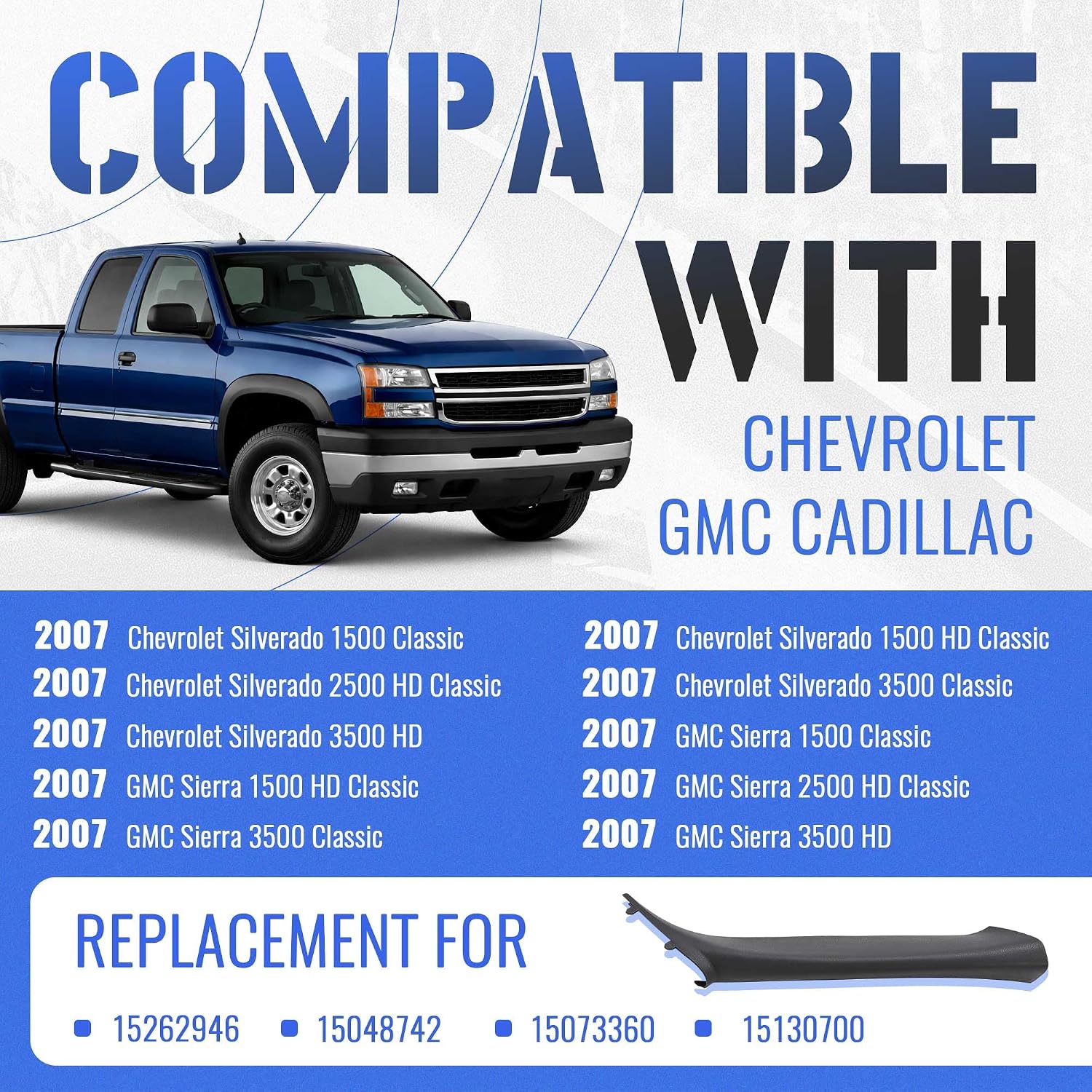 HECASA Windshield A Pillar Grab Compatible with 1999-2007 Chevy Chevrolet Silverado Suburban GMC Sierra Yukon Cadillac Escalade W/O Speaker Replacement for 15262946 Right Side Dark Gray