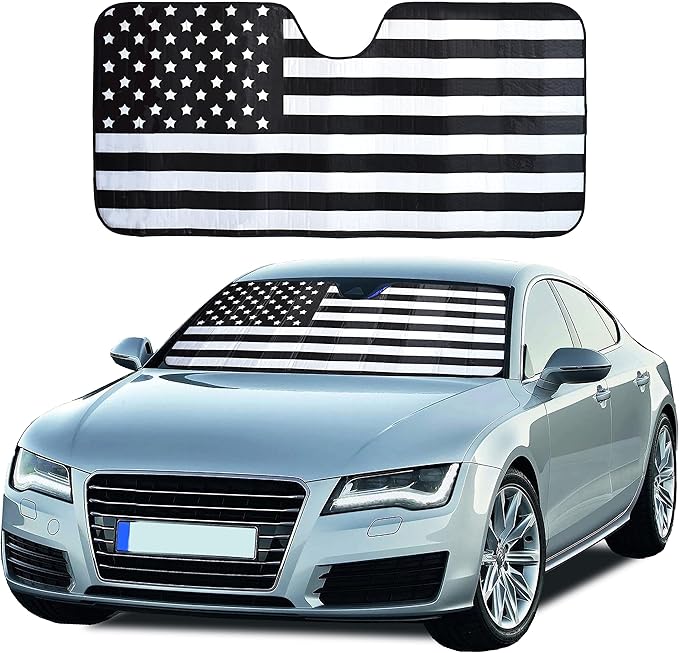 EcoNour Accordion Car Windshield Sun Shade American Flag Design | Reflective by EcoNour