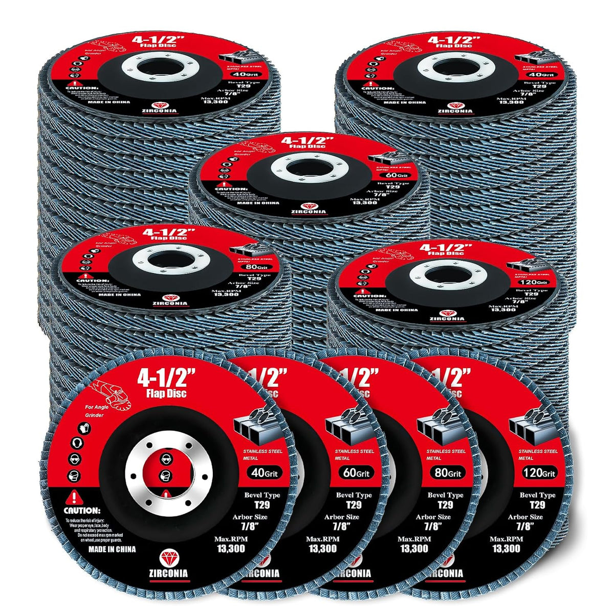 flap discs 4 1/2 for angle grinder, 40/60/80/120, main product view
