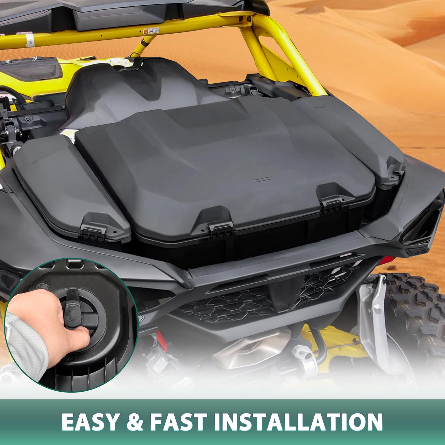 96L Rear Cargo Box for Can-Am Maverick R, Waterproof LinQ Poly Cargo Bed Storage Box Large Tool Bin Organizer for Can Am Maverick R X RS 2024+ Accessories, Replace #715007182
